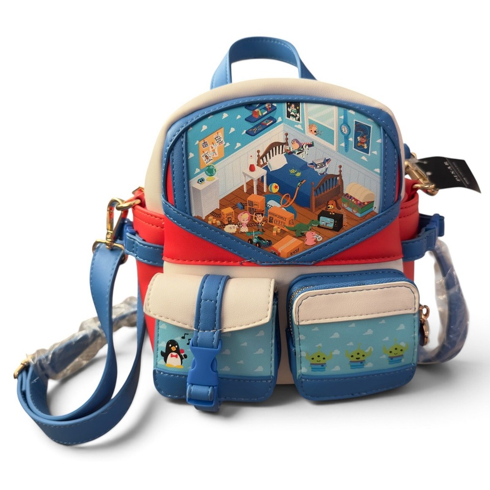 New Our Universe Disney Pixar Toy Story Andy's Room Crossbody Bag Backpack Conv.